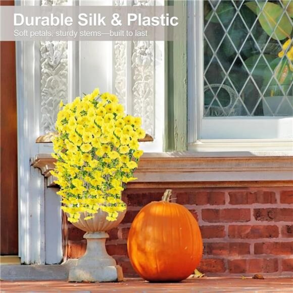 Artificial Flowers for Outdoors Decoration, 4Pcs Fake Hanging Flowers Morning - Picture 4 of 8